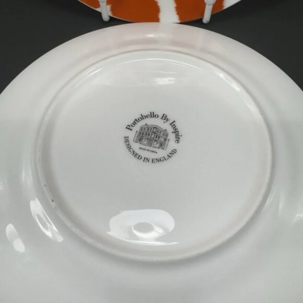 Portobello by Inspire 8inch Round Plate Dish Set 2 Dishes Plates Red White Spots